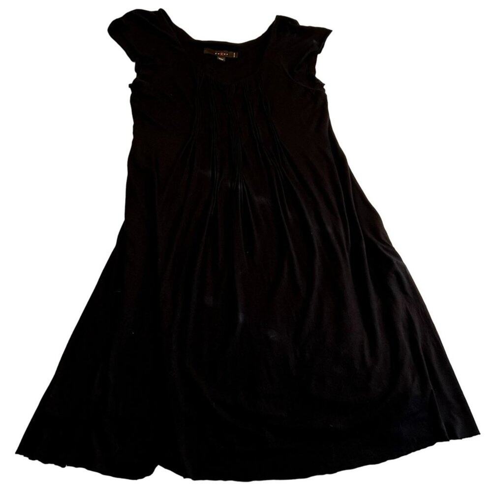 Fever Black Stretch Dress Women’s PXS Soft Rayon Blend Short Sleeve Casual Midi